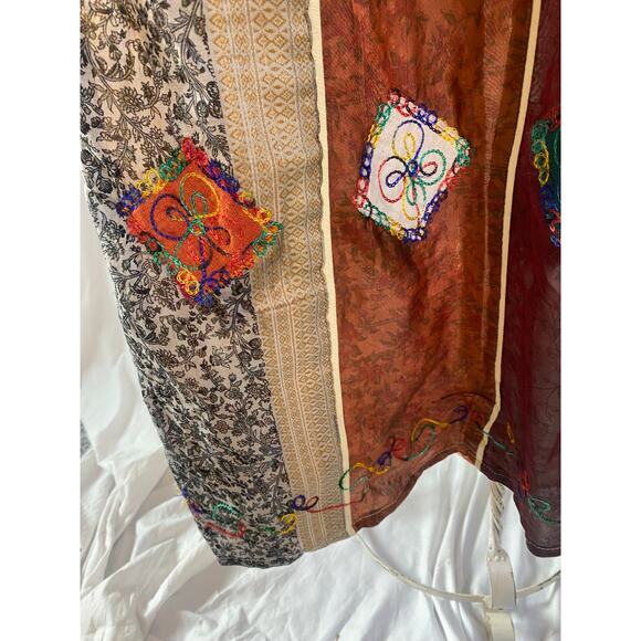 Made in Nepal Skirt Silk Boho Hippie Patchwork Colorful Size Small/Medium - Picture 9 of 13